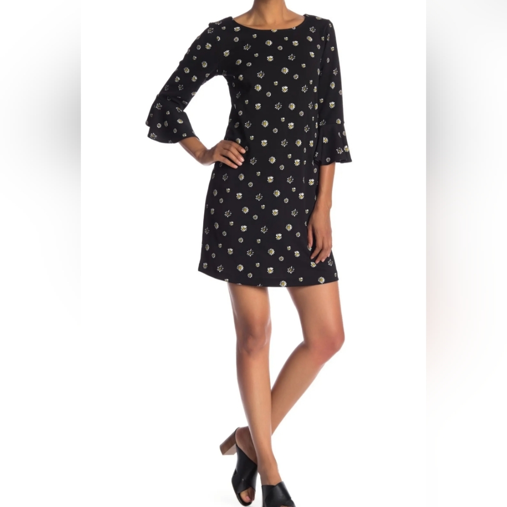 Nina Leonard 3/4 Bell Sleeve Boatneck Dress
